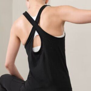 Athleta In Motion Seamless Criss Cross Tank Black Women's XL